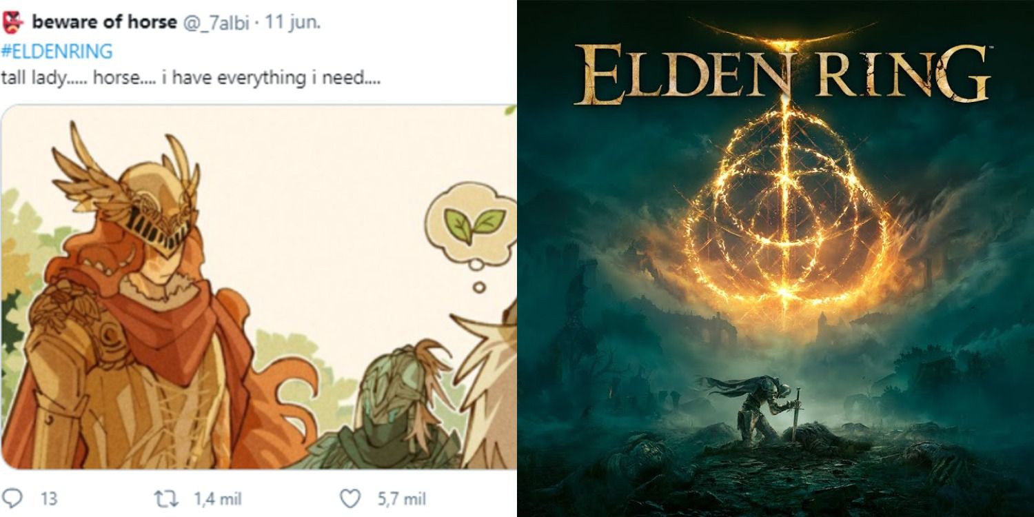 A tweet showing the fans excitement of Elden Ring and another of the Elden Ring logo