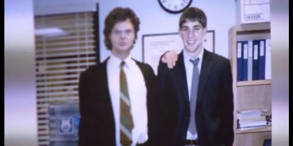 An old photo of Jim and Dwight in The Office