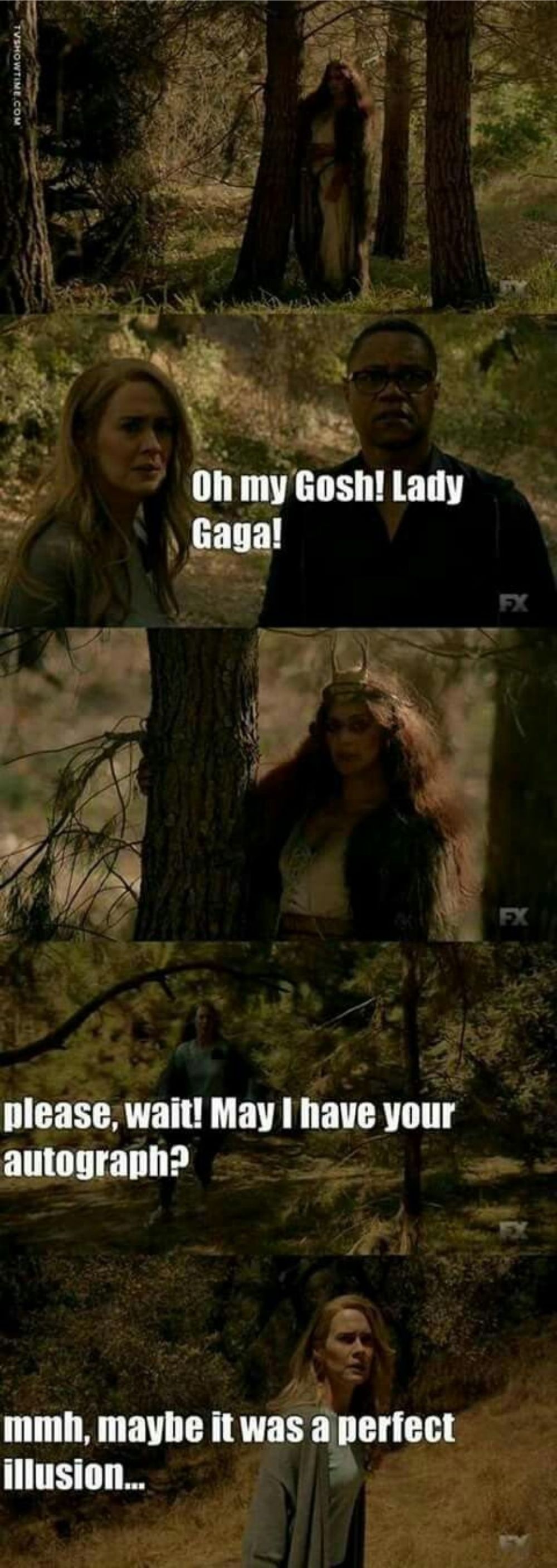 A meme involving characters from American Horror Story: Roanoke