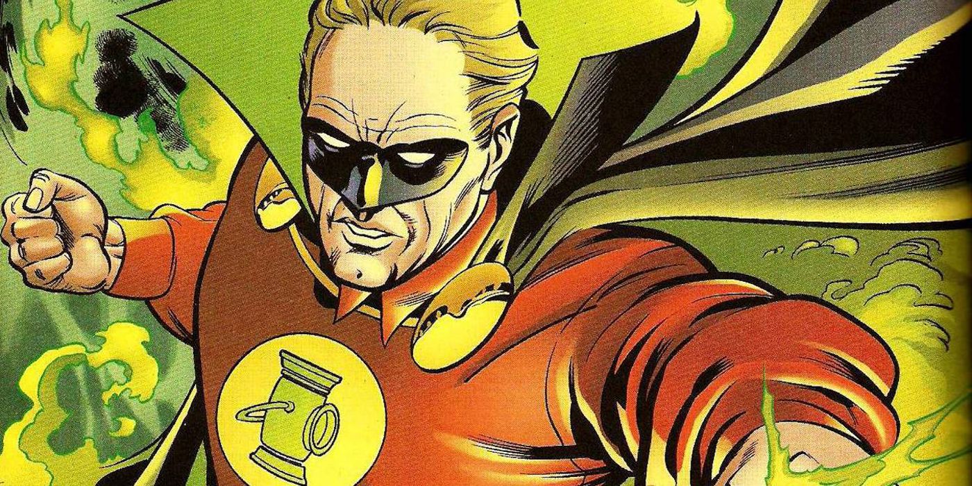 Alan Scott fighting as Green Lantern.