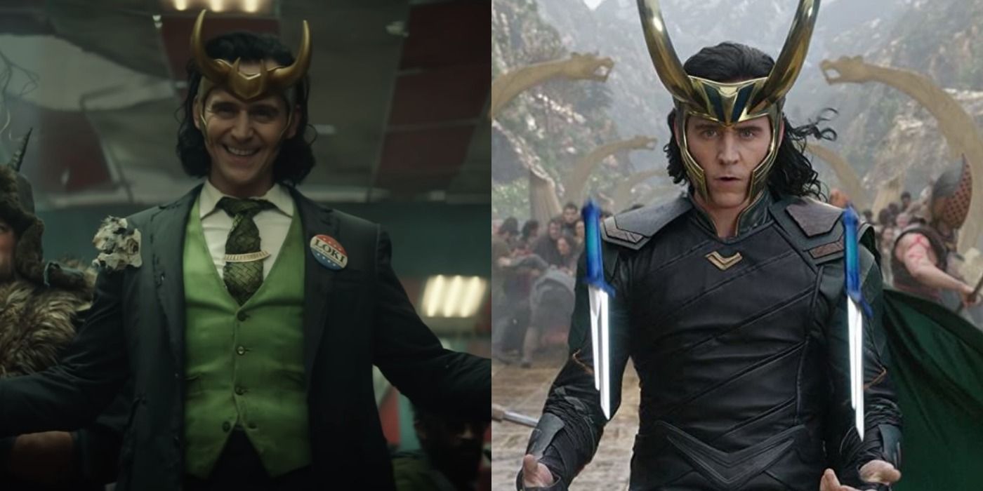 Alternate Loki in MCU's Loki and Loki fighting in Asgard in Thor Ragnarok