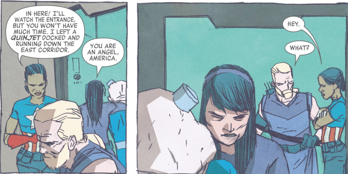 America Chavez serves as Captain America in Hawkeye comics.