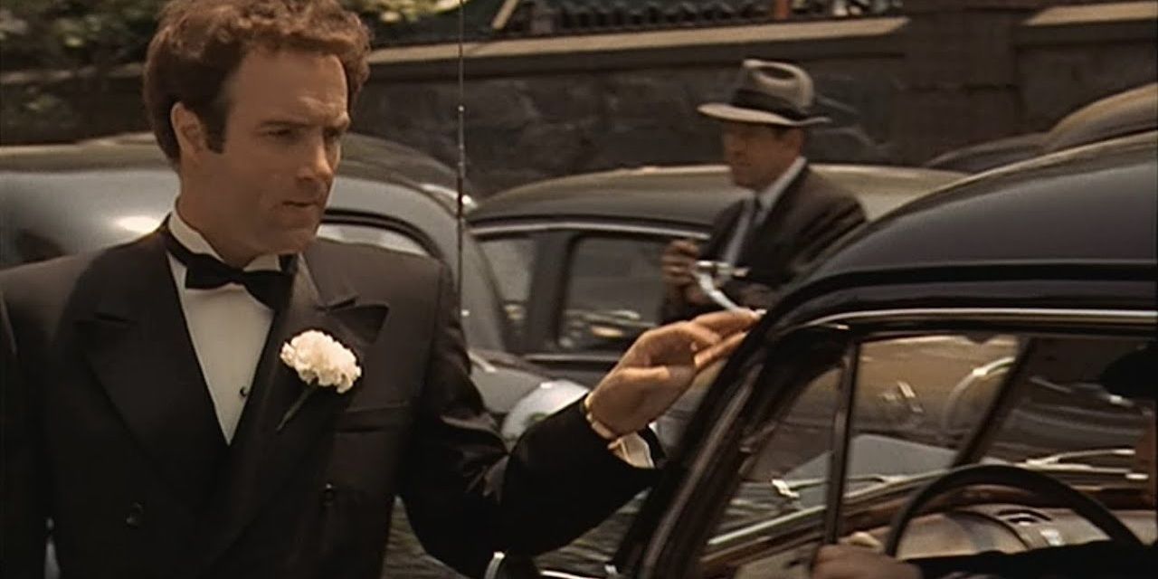 Sonny Corleone touching a car in The Godfather