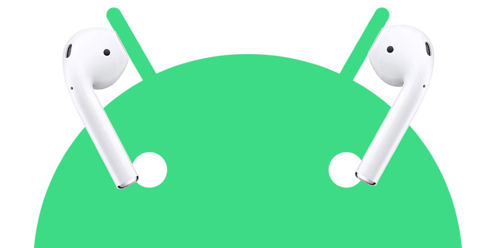 Android robot with Apple AirPods