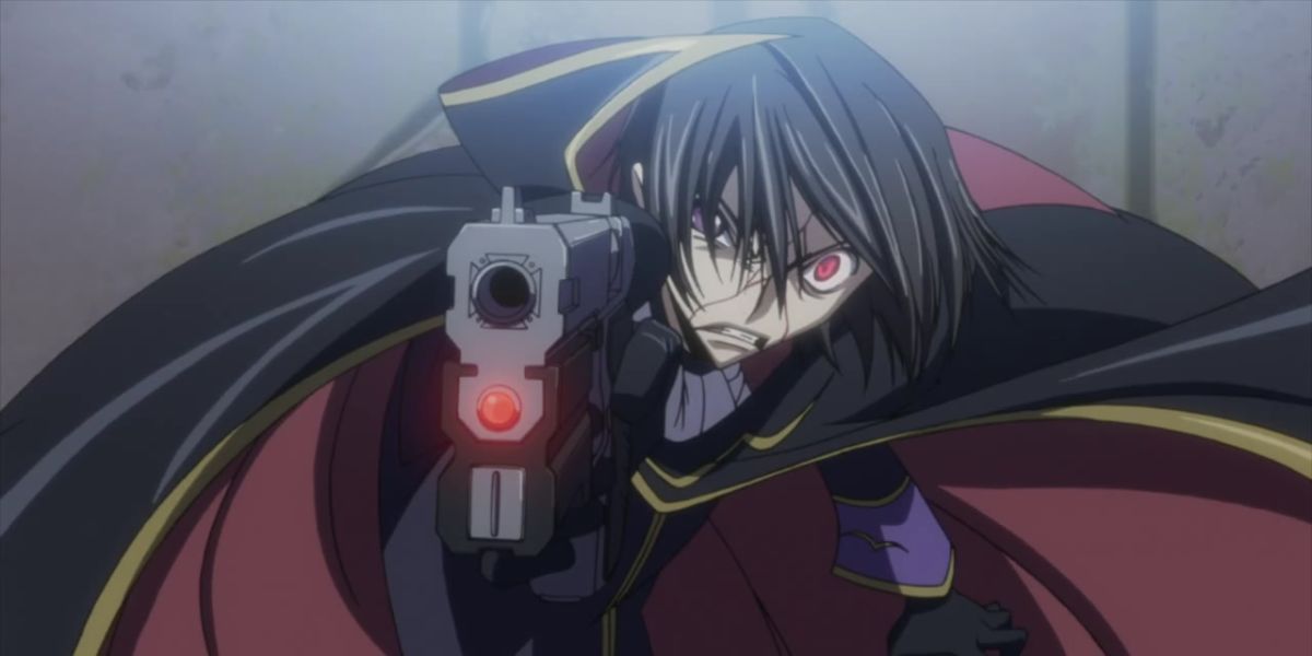 Lelouch points his pistol towards the camera in desperation.