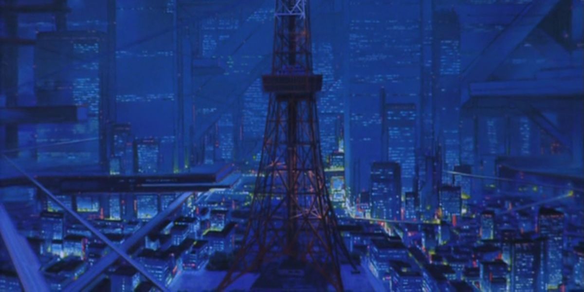 The cyberpunk skyline of the Tokyo of the future.