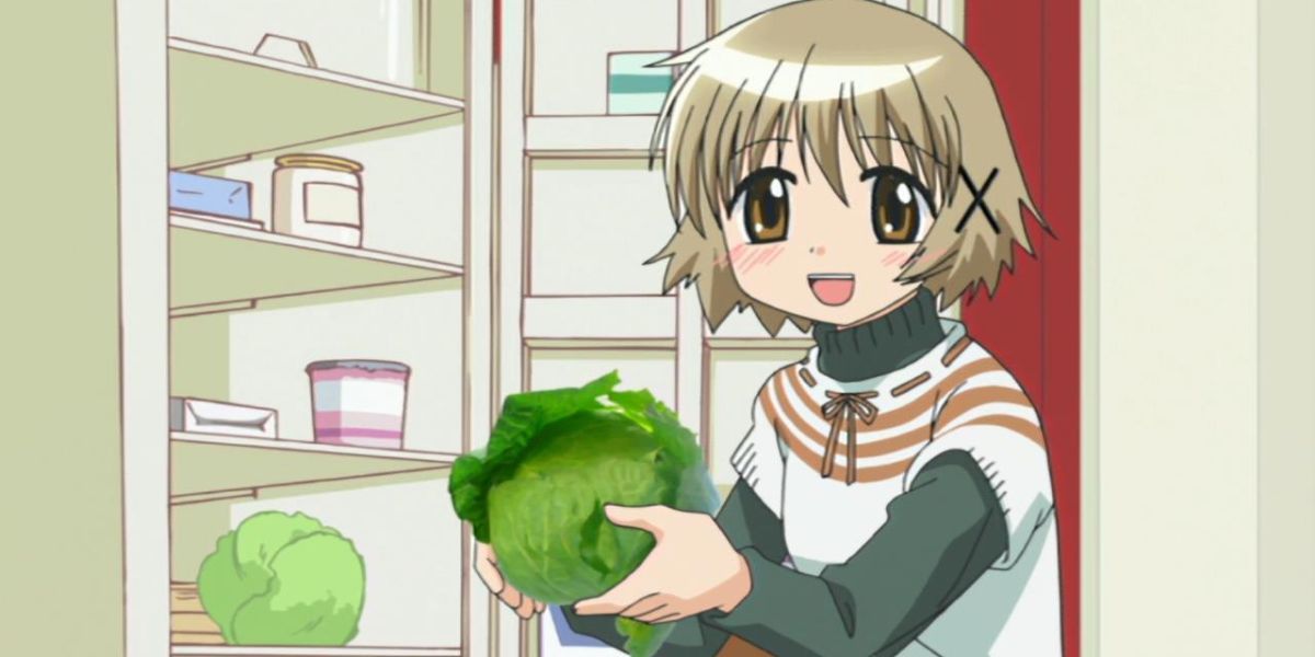 Yuno presents a cabbage to the viewer.