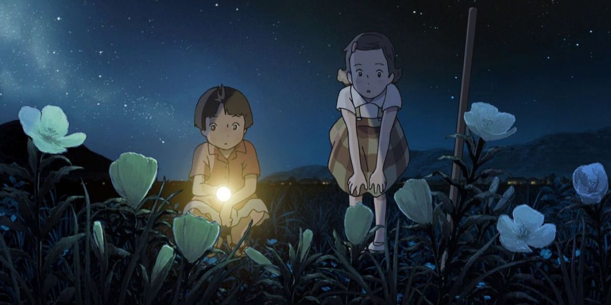 Two girls examine a garden at night, image from Spring and Chaos.
