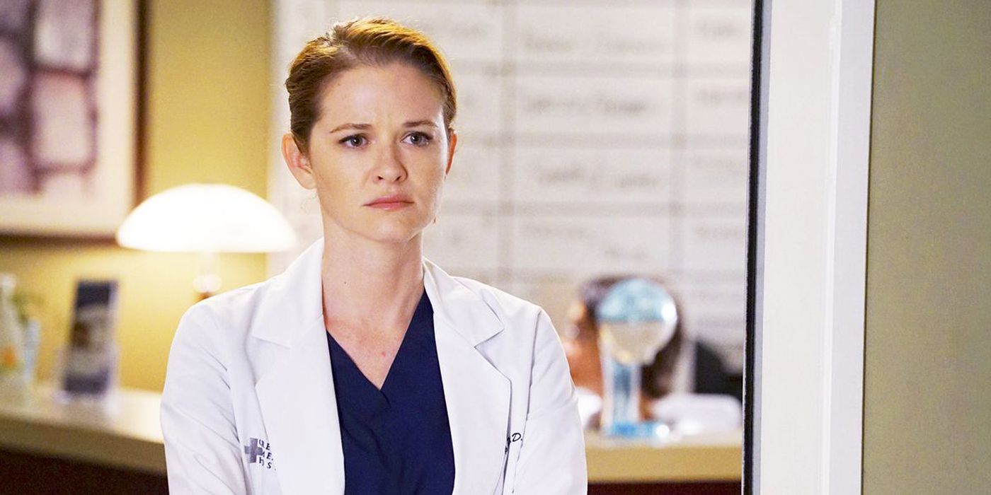 April standing in the hospital in Grey's Anatomy.