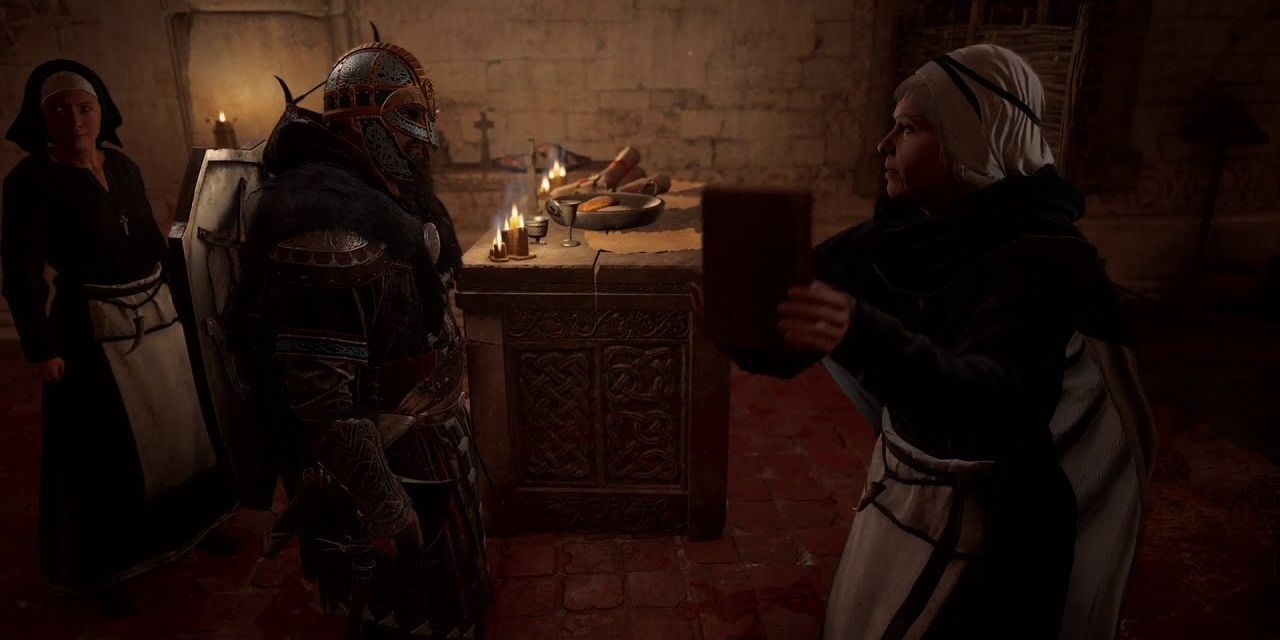 Beginning the &quot;fighting nuns&quot; quest in Assassin's Creed Valhalla.