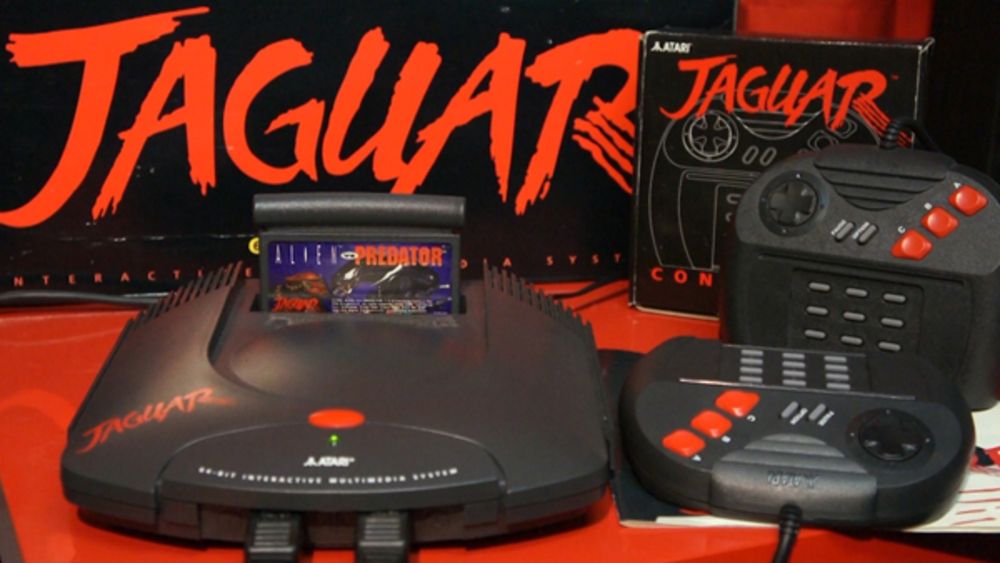 The Atari Jaguar video game console, along with some accessories.
