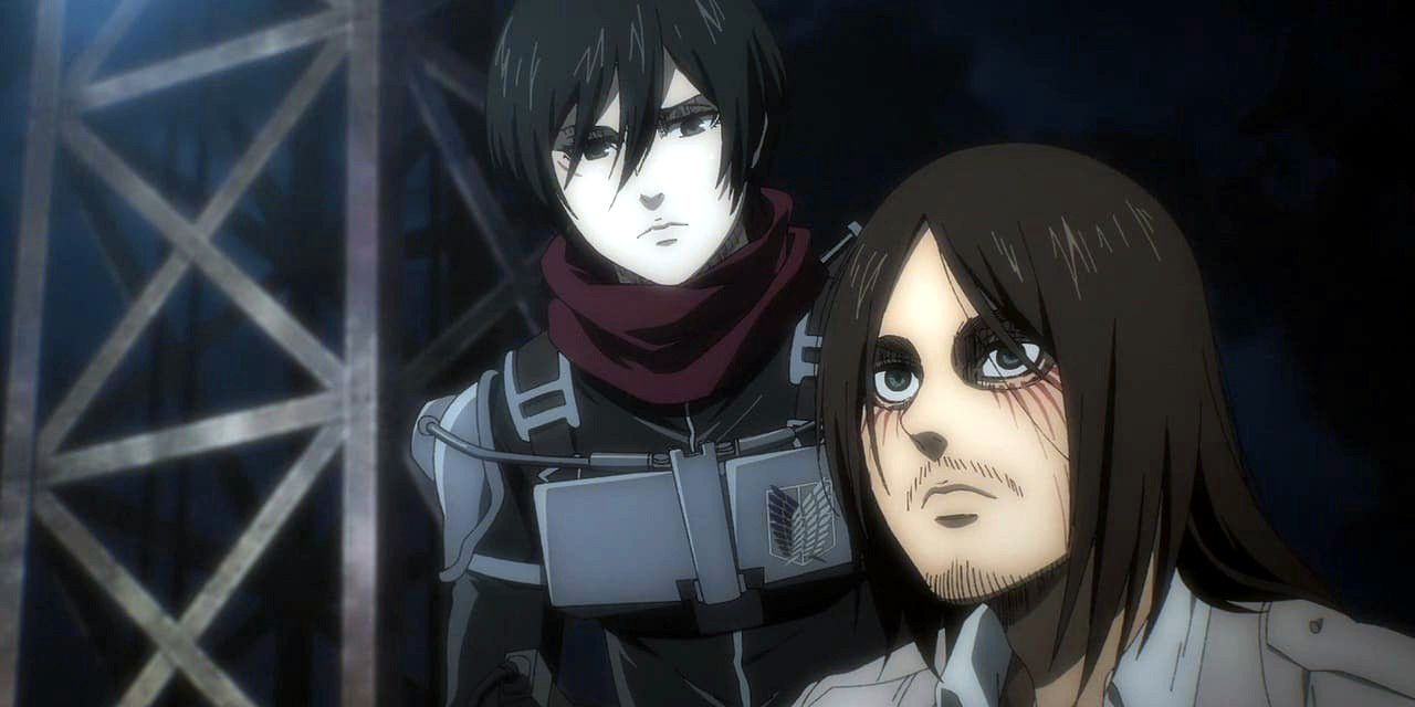 Eren and Mikasa looking gloomy