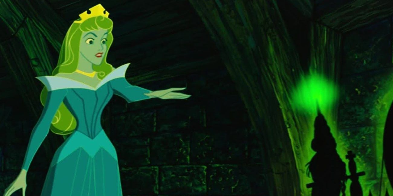 Aurora pricks her finger in Sleeping Beauty 