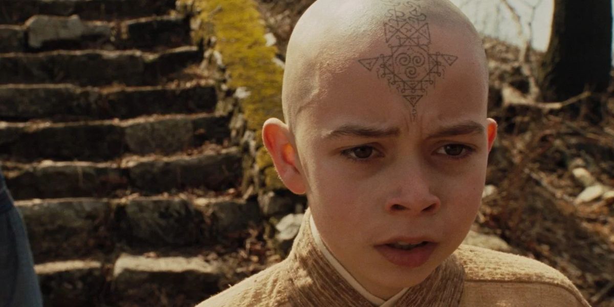Aang looks concerned in Avatar The Last Airbender