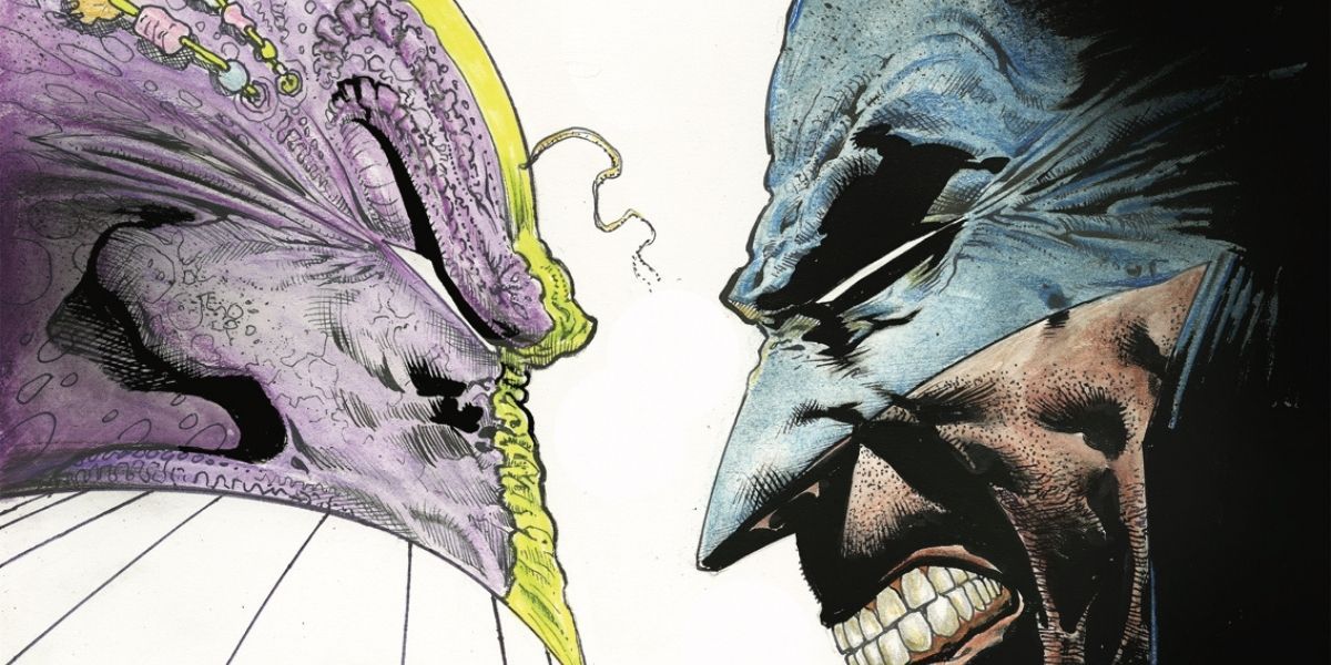Batman and The Maxx face each other with fierce expressions