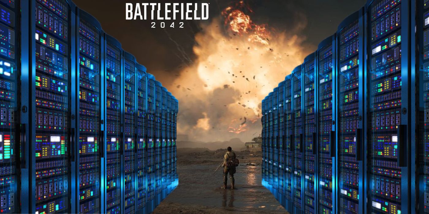 Server room with Battlefield 2042 art