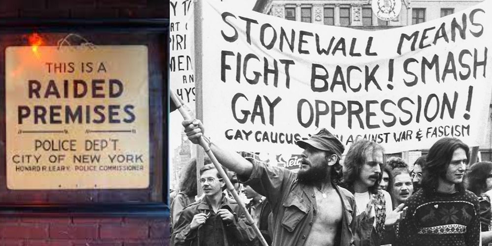 Split image of protests in Before Stonewall