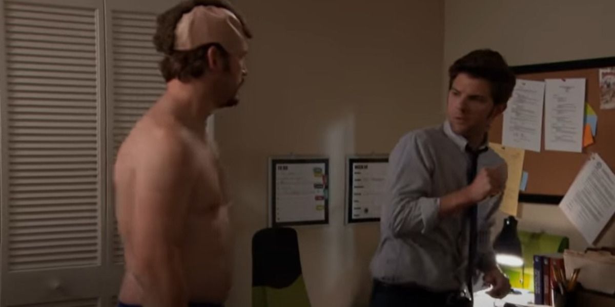 Ben and Andy fight at a Halloween party on Parks and Rec