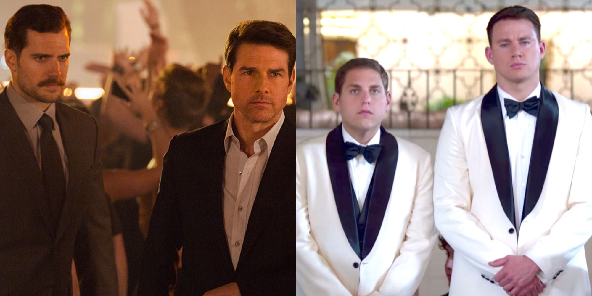 Split image showing Walker and Hunt in Mission: Impossible - Fallout, and Schmidt and Jenko in 21 Jump Street
