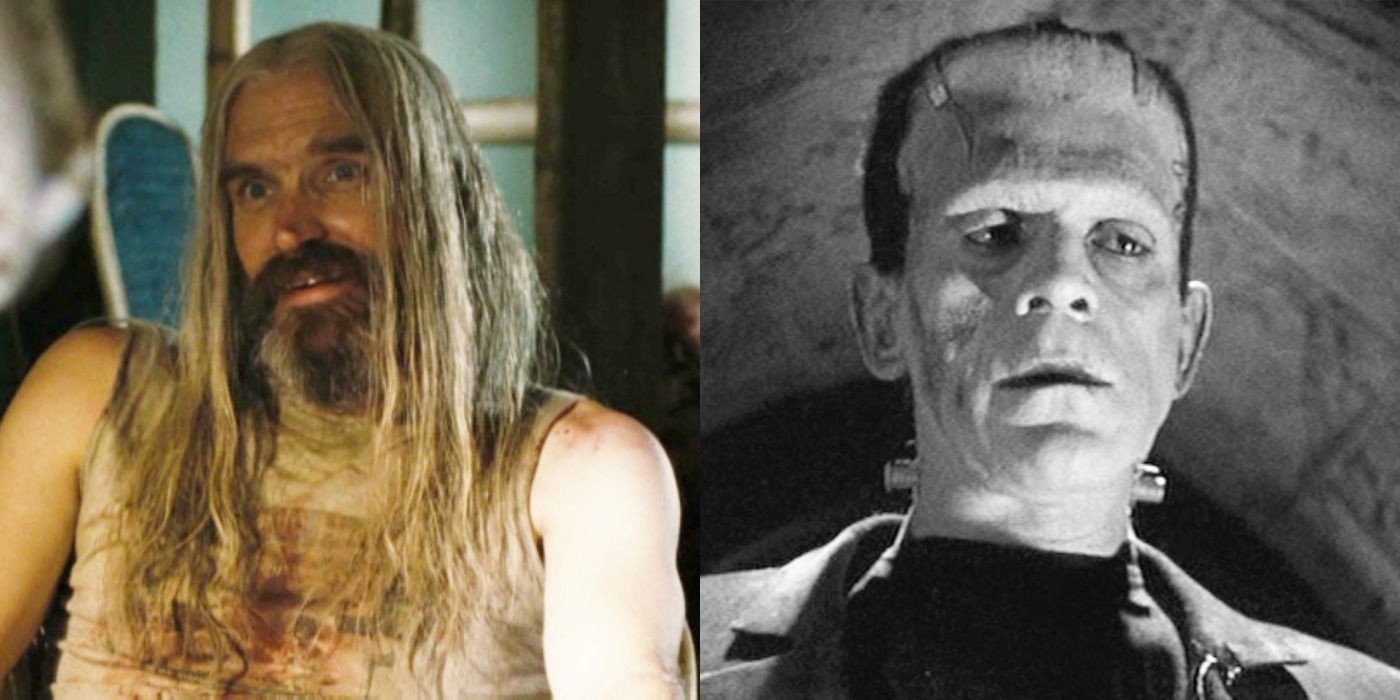 Split image Otis Driftwood (Bill Mosely) in The Devil's Reject and The Monster (Boris Karloff) in Frankenstein
