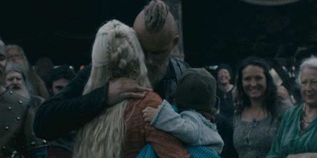 Bjorn hugs his family before leaving for the Mediterrenian