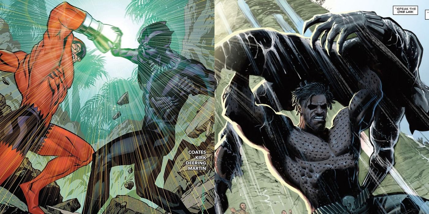 Black Panther fighting Klaw and Killmonger.