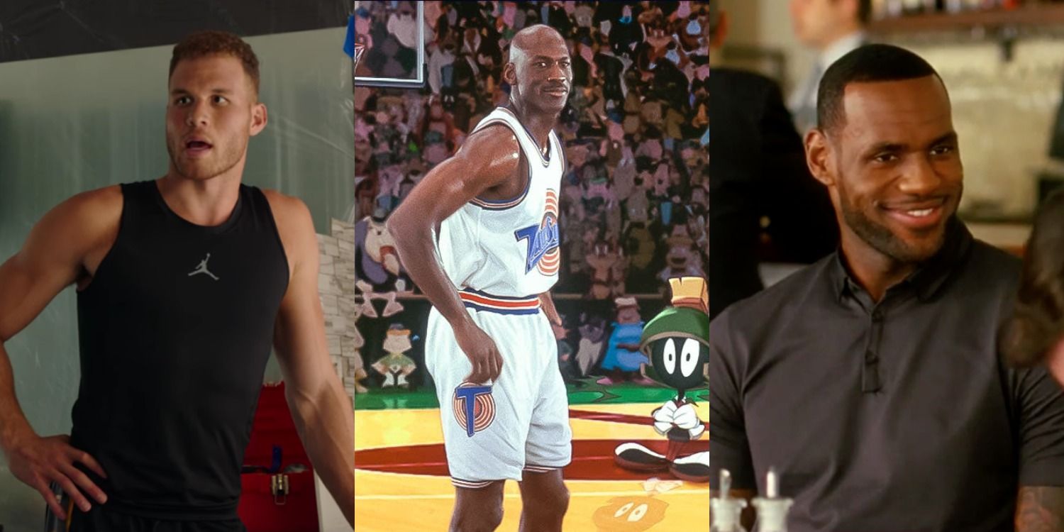 Blake Griffin in The Female Brain, Michael Jordan in Space Jam, and Lebron James in Trainwreck