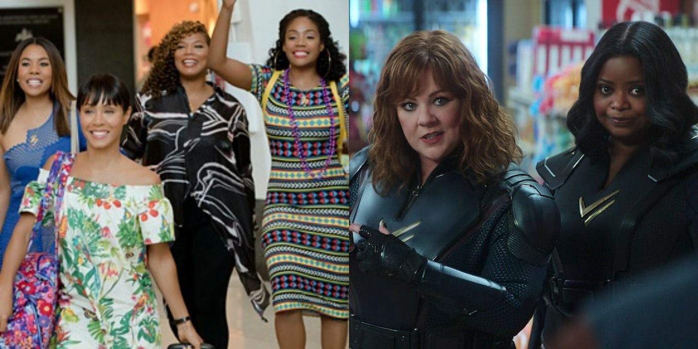 Girl's trip main cast and Melissa McCarthy with Octavia Spencer in Thunder Force