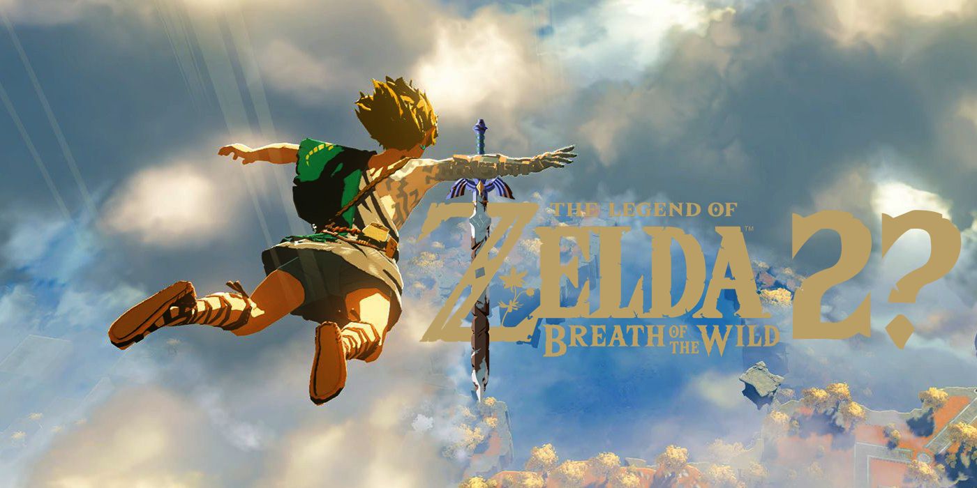 Breath of the Wild 2 logo with question mark next to Link falling through the air
