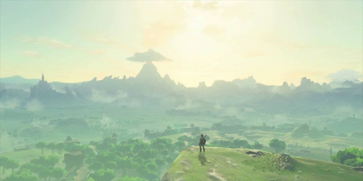The iconic landscape shot that the player sees at the beginning of Breath of the Wild.
