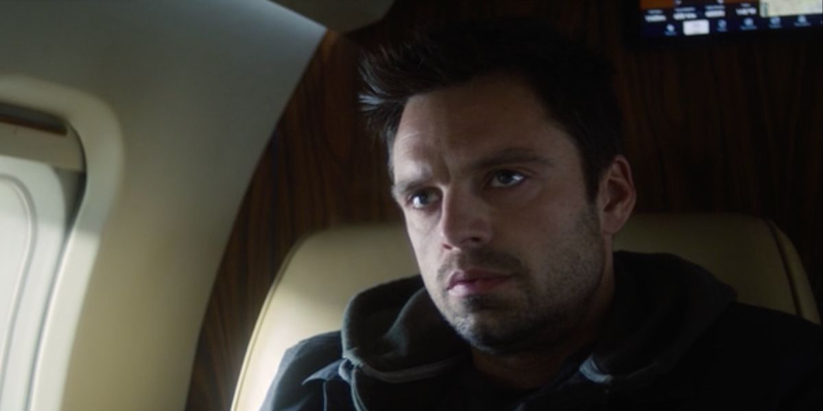 Bucky sitting in Zemo's private jet in The Falcon and The Winter Soldier 