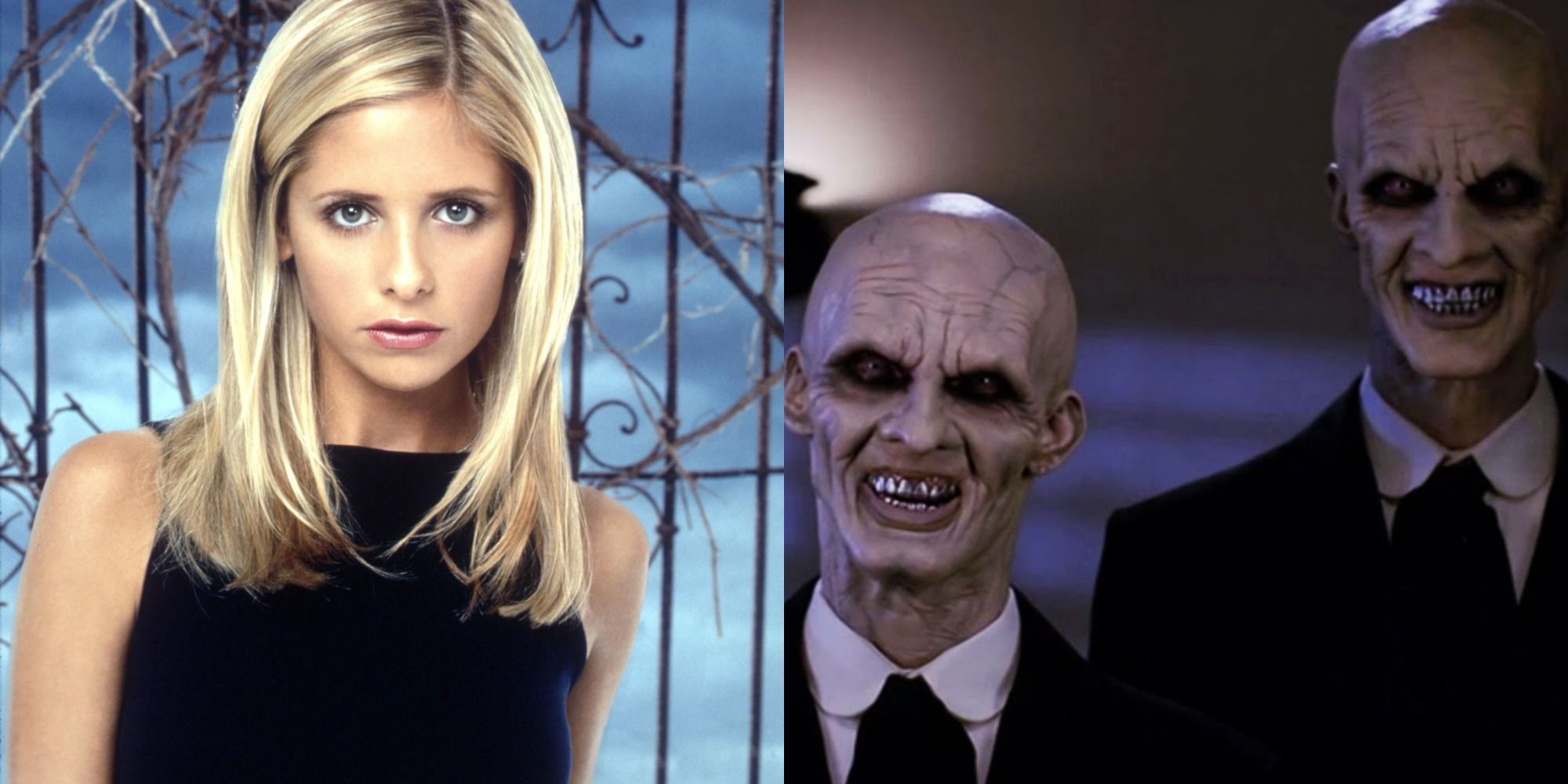 A split image of Buffy and the Gentlemen in Buffy The Vampire Slayer