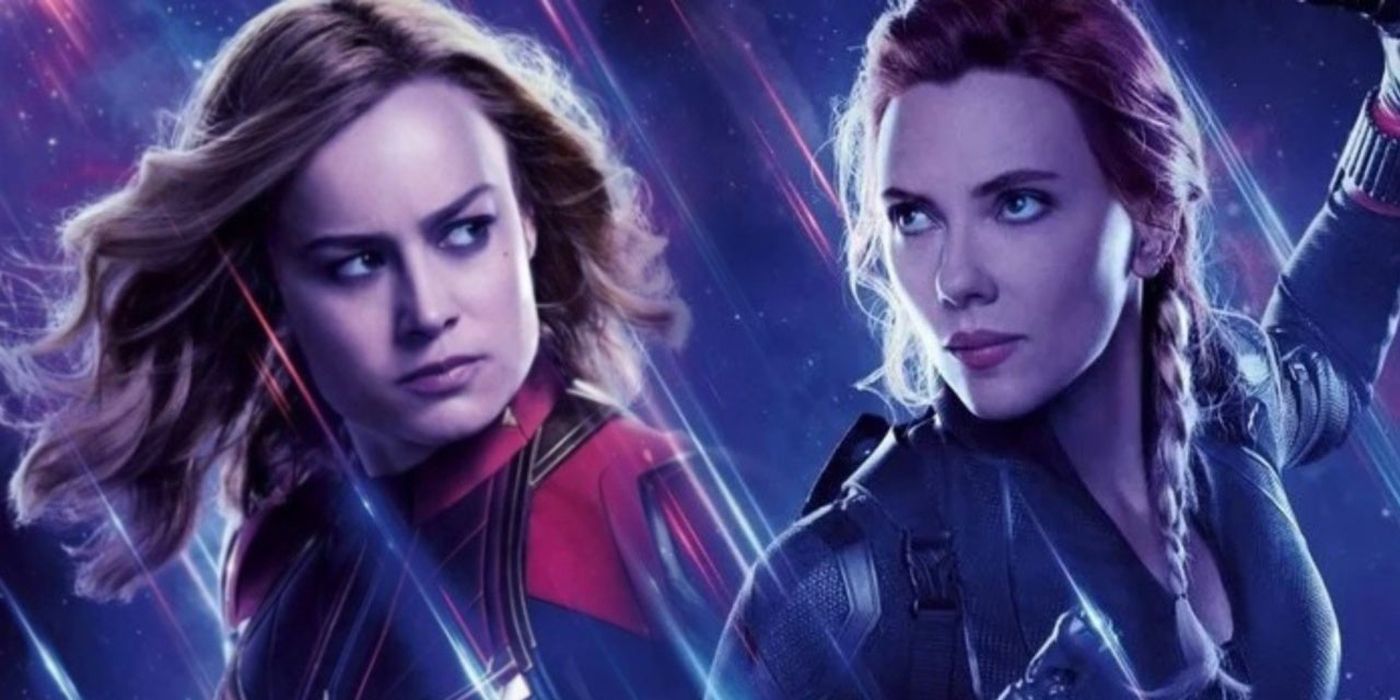 Captain Marvel and Black Widow in promo photos.