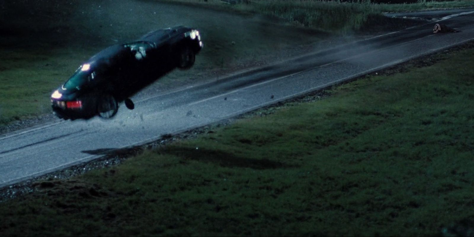 Bond's car flipping through the air