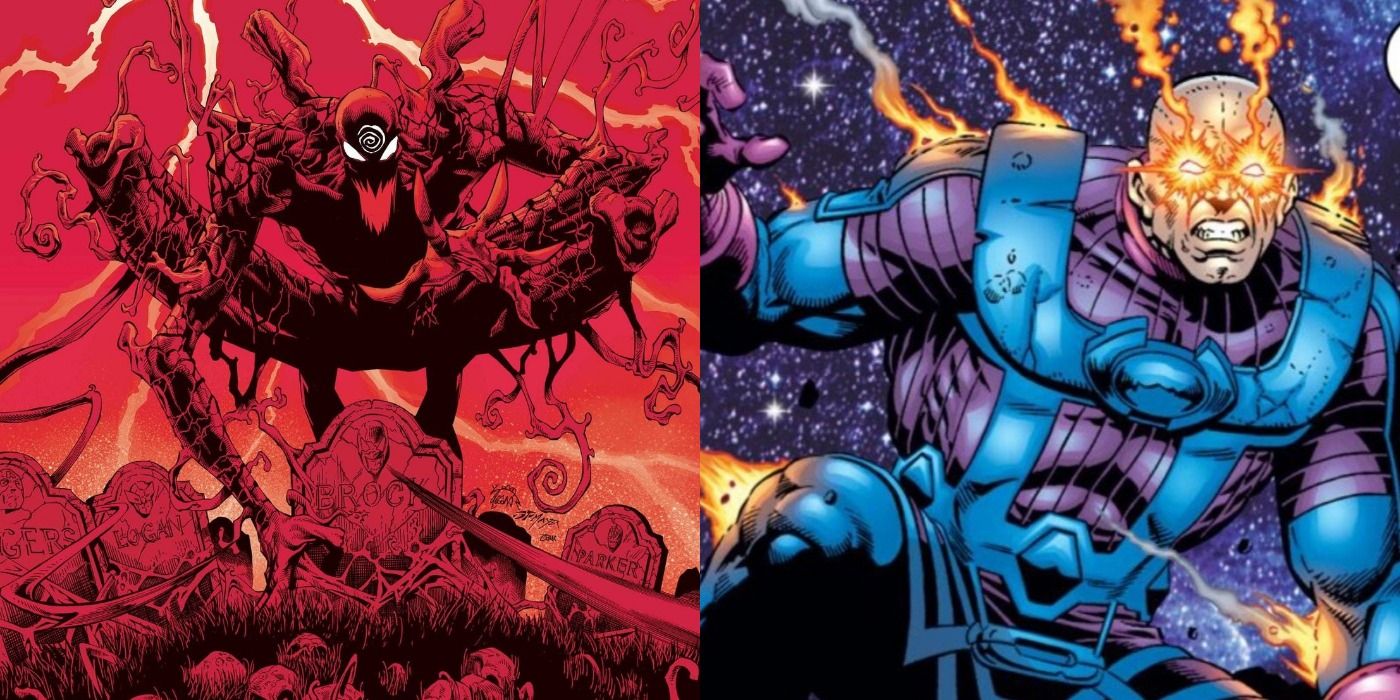 Carnage and Galactus in Marvel Comics.