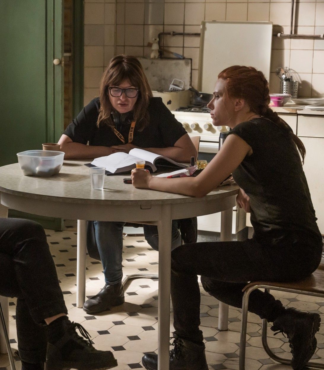 Cate Shortland and Scarlett Johansson on the set of Black Widow