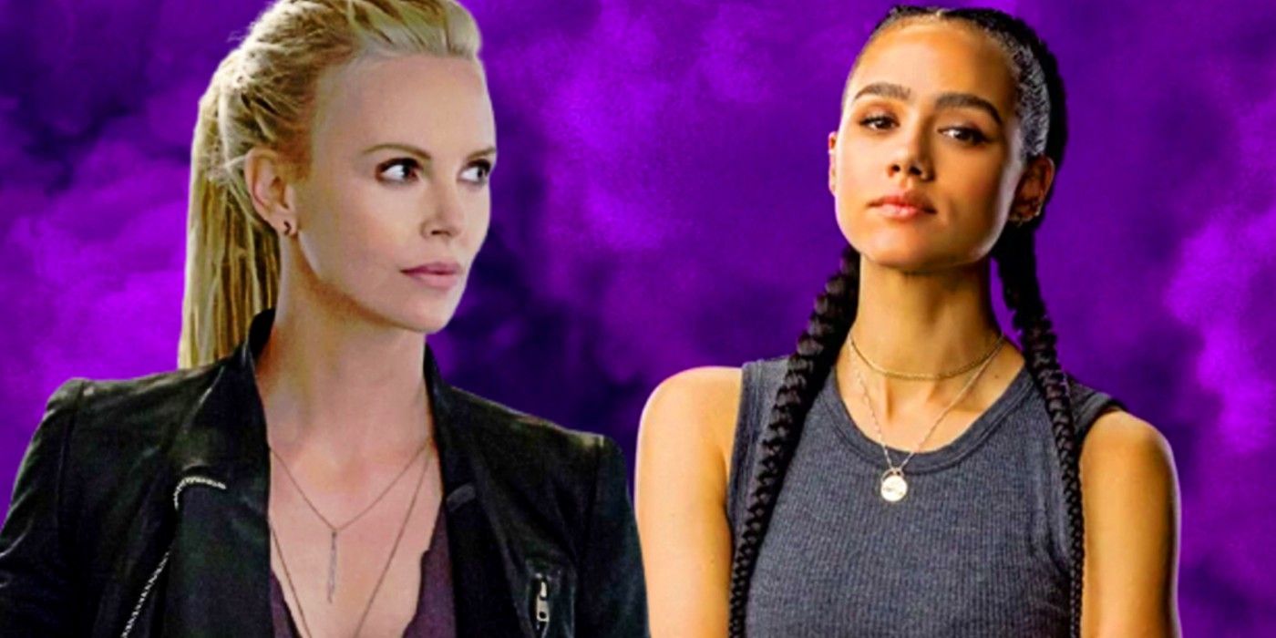 Charlize Theron Cipher and Nathalie Emmanuel Ramsey from Fast and Furious