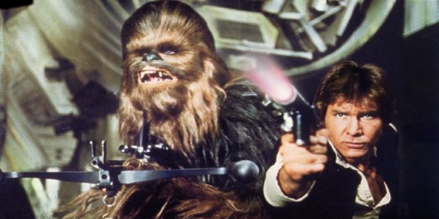 Han Solo and Chewbacca from the original Star Wars movie trilogy.