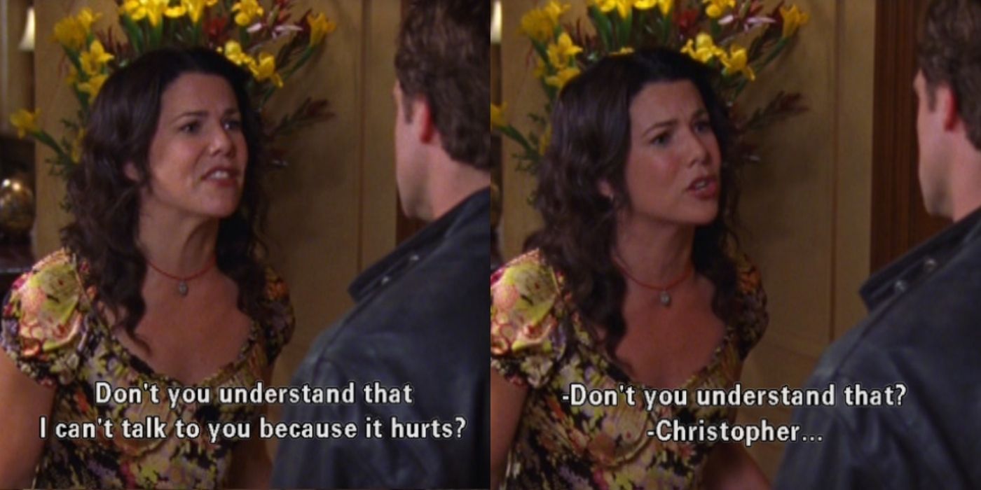 Christopher arguing with Lorelai at Friday night dinner on Gilmore Girls