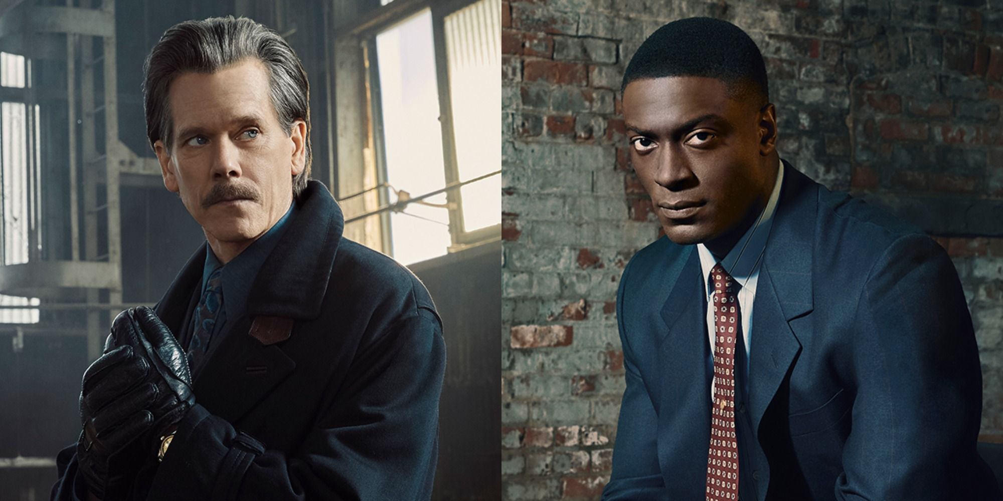 Split image of Kevin Bacon and Aldis Hodge as Jackie Rohr and DeCourcy Ward