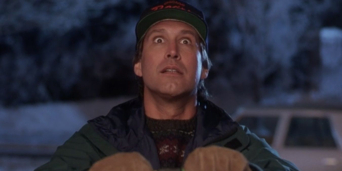 Clark with the lights in Christmas Vacation