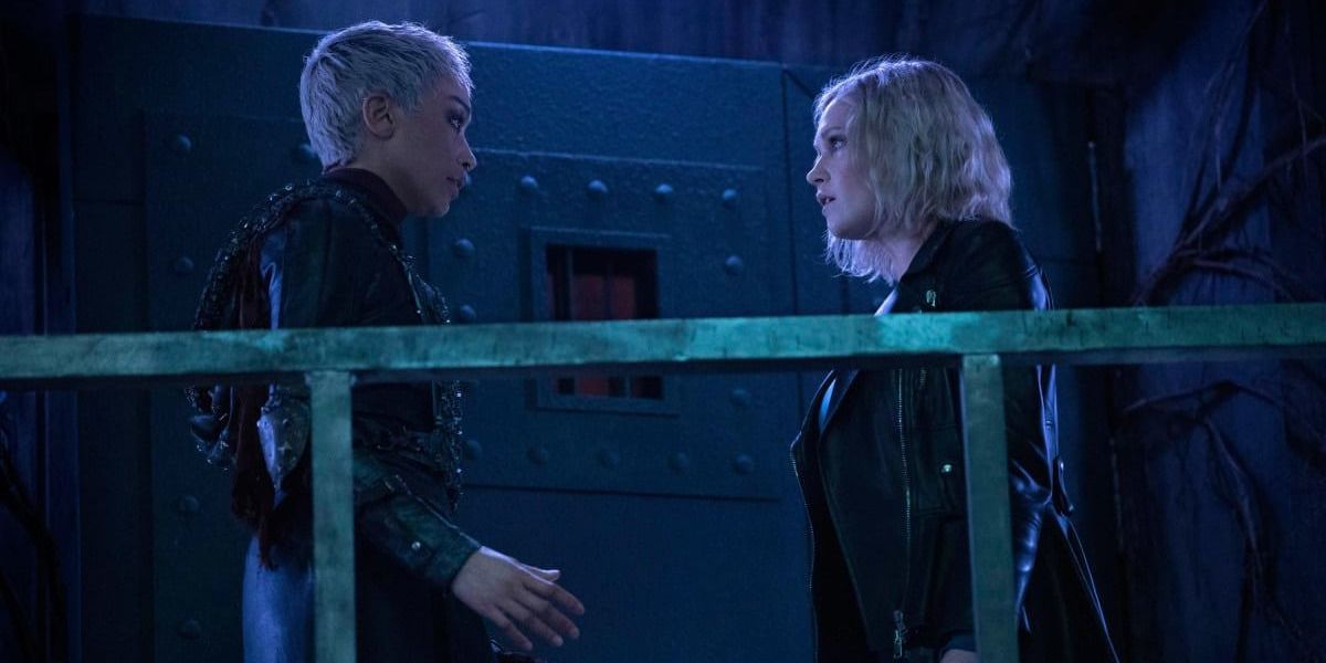 Clarke and Gaia discuss Bellamy and Madi in The 100 Season 7