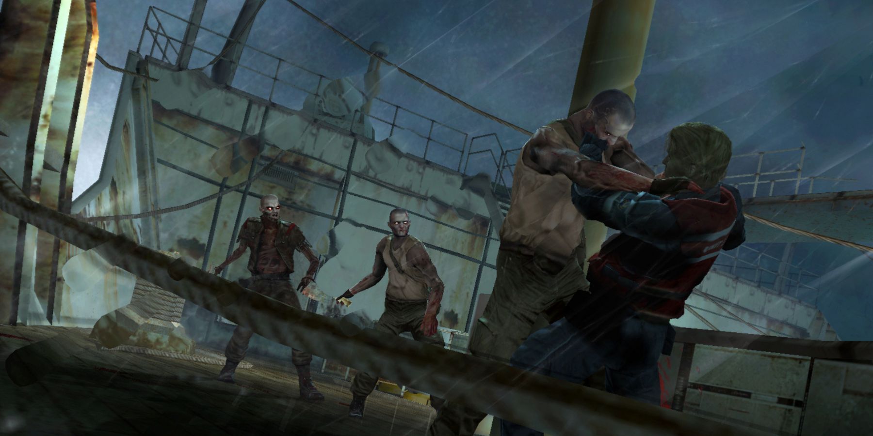 The player fighting zombies in Cold Fear (2005)