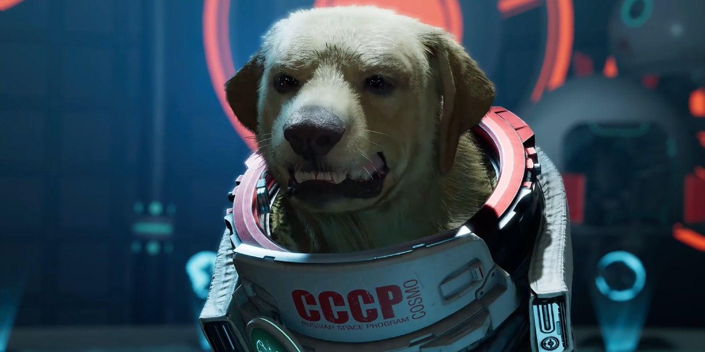 Cosmo the spacedog in his astronaut gearin Guardians of the galaxy Game