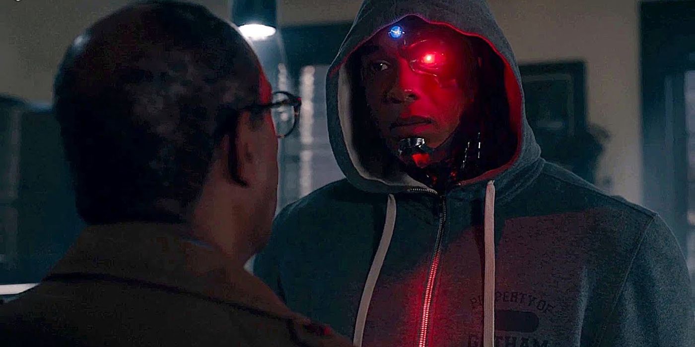 Cyborg arguing with Silas Stone in Justice League.