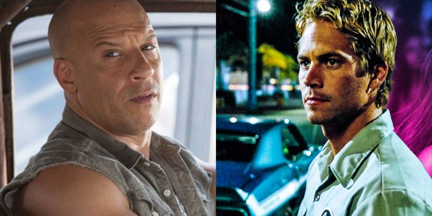 Split image: Dominic Toretto looks to his side/ Brian O Conner looks ahead