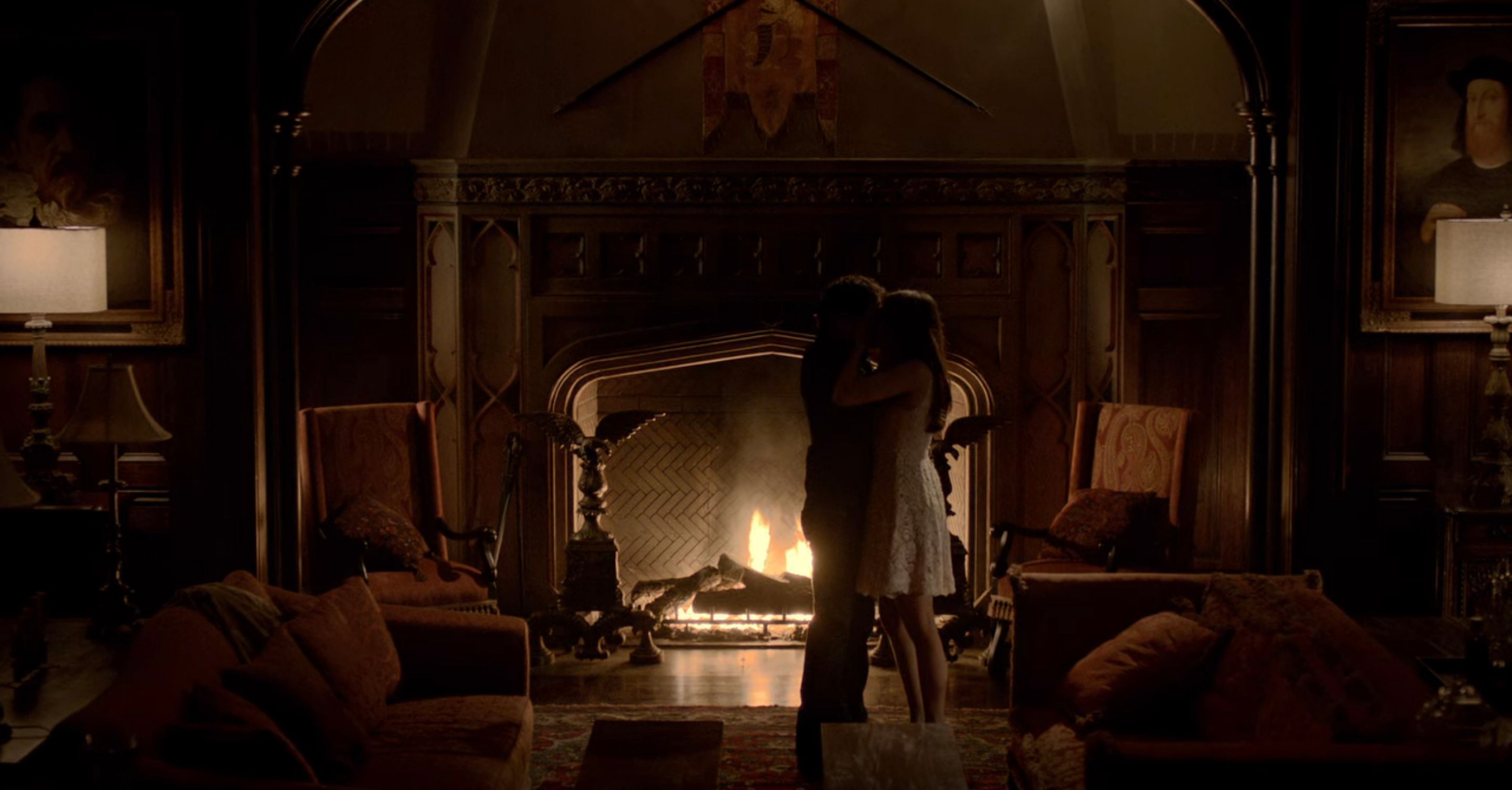 Damon and Elena kiss in The Vampire Diaries.