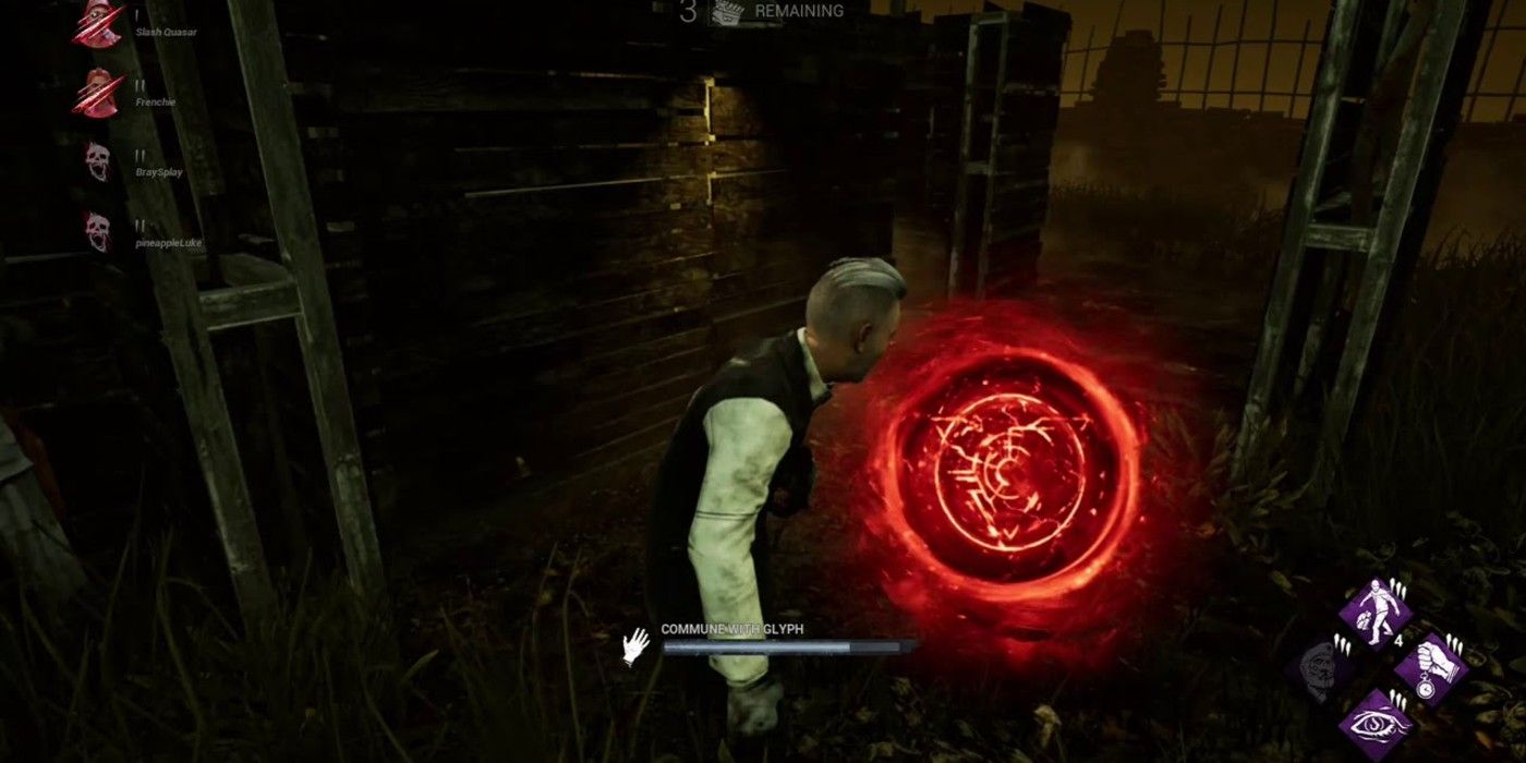 A player communes with a Red Glyph in Dead By Daylight