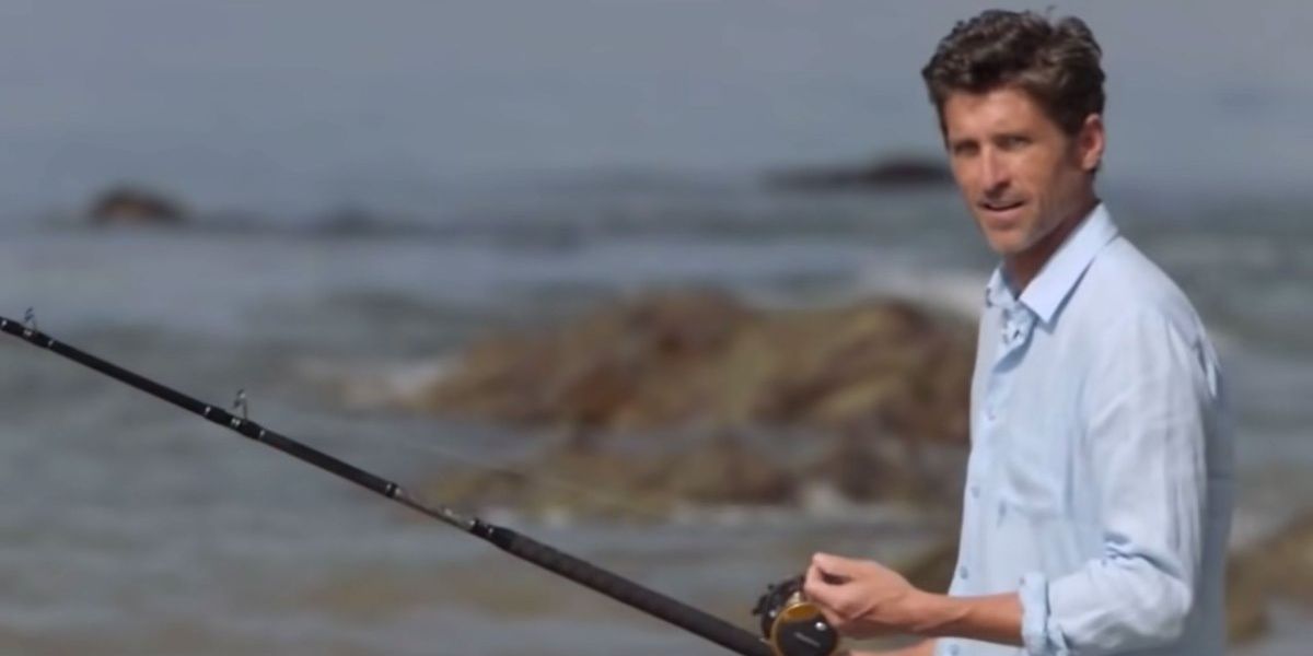 Derek fishes on Meredith's beach in Grey's Anatomy