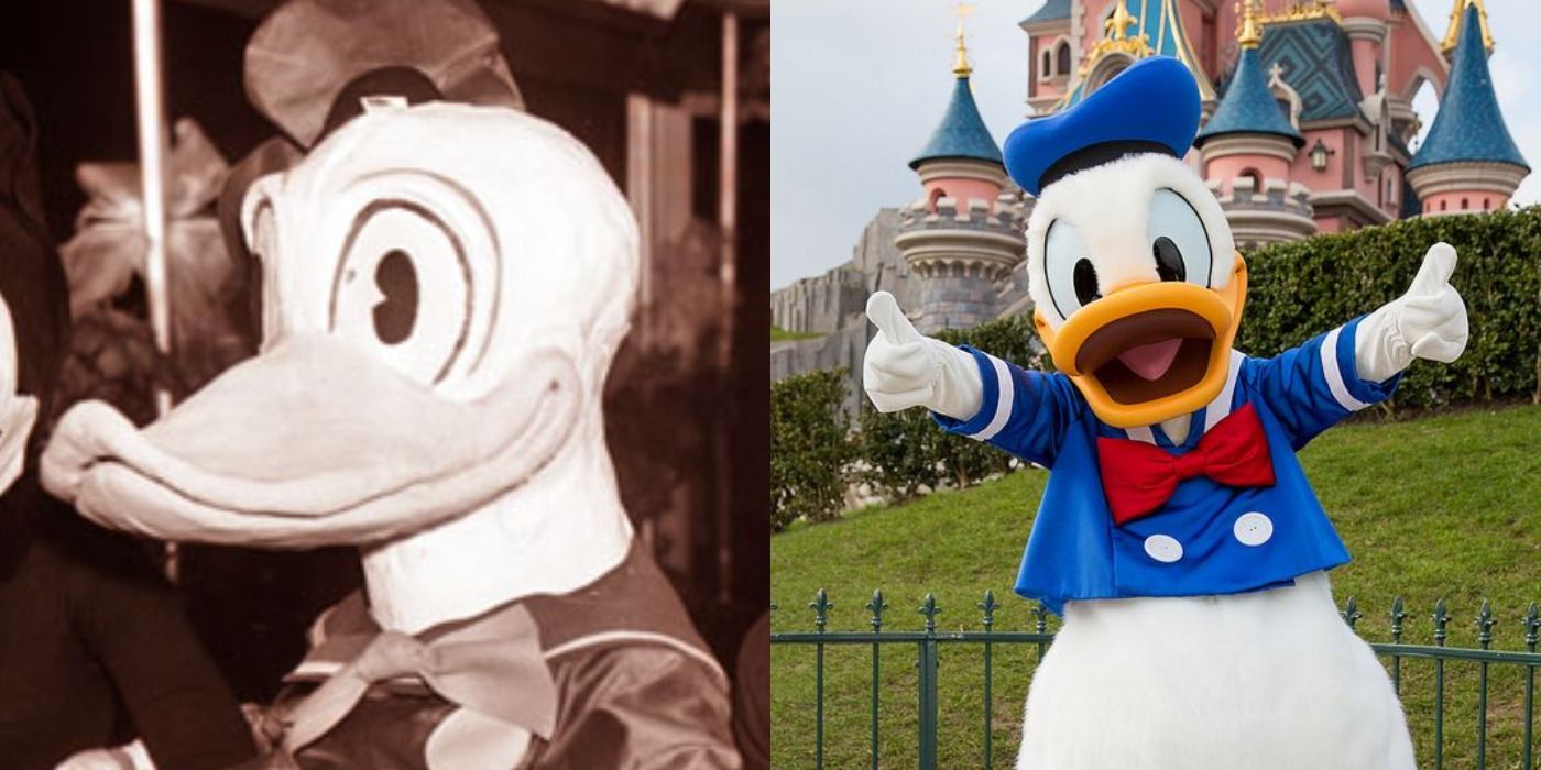 Donald Duck&rsquo;s before and after costumes from the Disney Parks